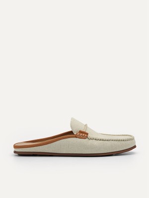 Beige Men's Pedro Hawser Woven Slip-On Moccasins | HDEICW-907