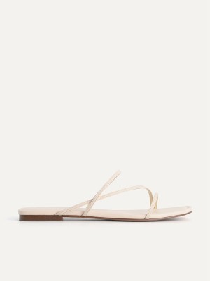 Beige Women's Pedro Gwyneth Strappy Flats | SLJPYU-859