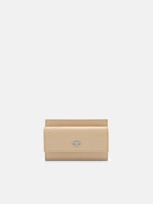 Beige Women's Pedro Icon Leather Card Holder | WNUCKI-175