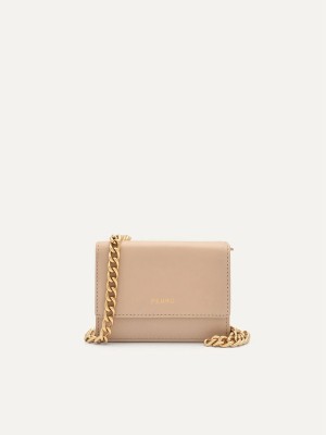 Beige Women's Pedro Leather Trifold Wallet | OPQIKA-486