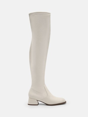 Beige Women's Pedro Poppy Thigh High Boots | DOXYFU-487