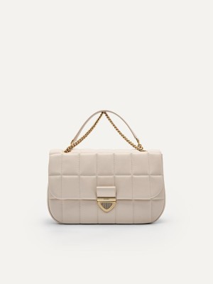 Beige Women's Pedro Quilted Shoulder Bags | WYUPTE-207