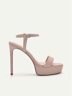 Beige Women's Pedro Rina Platform Heels Sandals | WELHRS-384