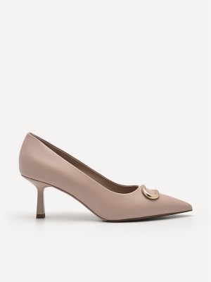 Beige Women's Pedro Studio Kate Leather Pumps | JDYEAG-195