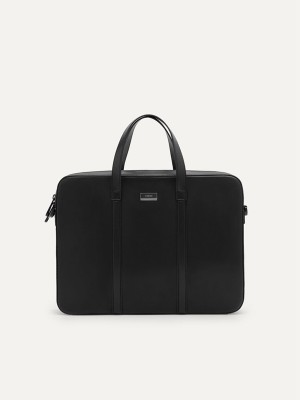 Black Men's Pedro Allen Leather Briefcase | OWEBMF-687