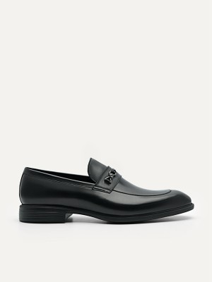 Black Men's Pedro Altitude Lightweight Metal Bit Leather Loafers | LIXYEO-279