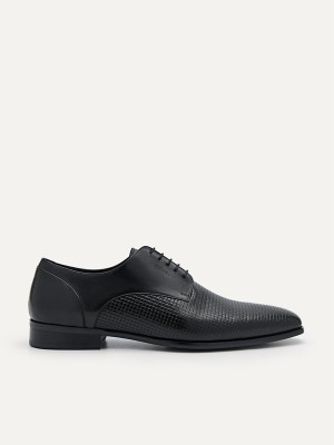 Black Men's Pedro Brando Leather Derby Shoes | GTKEPX-187