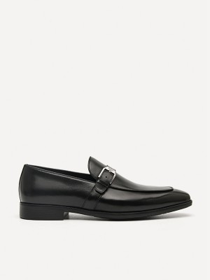 Black Men's Pedro Brando Leather Loafers | GUDRZO-504