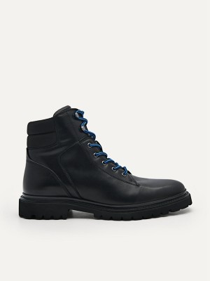 Black Men's Pedro Calf Leather Delon Boots | FPQJYH-786