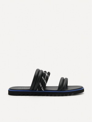 Black Men's Pedro Cord Slides | LBHNCS-153