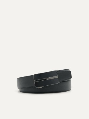 Black Men's Pedro Embossed Leather Automatic Belt | ILTCRF-506