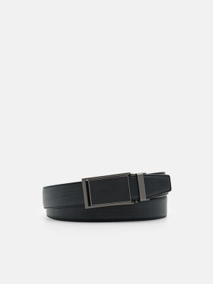 Black Men's Pedro Embossed Leather Automatic Belt | XWBJMU-581