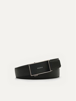 Black Men's Pedro Embossed Leather Automatic Belt | ESXALF-789