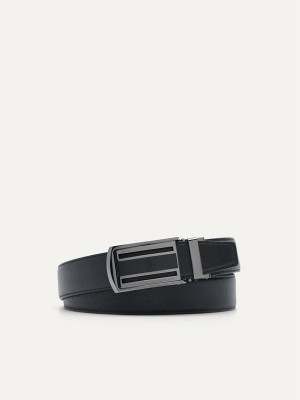 Black Men's Pedro Embossed Leather Automatic Belt | XUWPAL-539