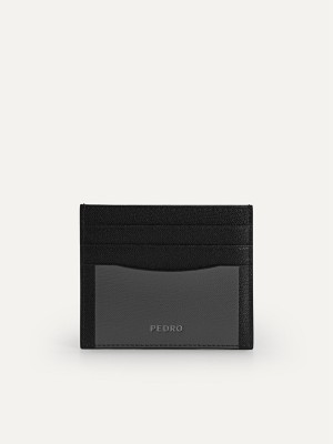 Black Men's Pedro Full-Grain Leather Card Holder | AHONKL-693