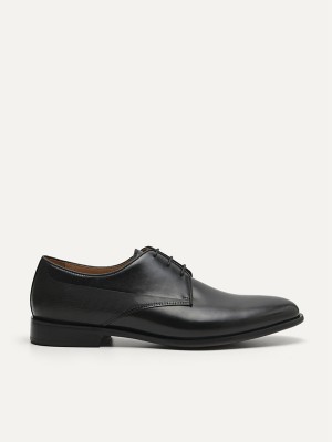 Black Men's Pedro Harisson Leather Derby Shoes | GTMARQ-501