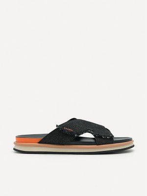 Black Men's Pedro Harlin Slides | EYKFGM-921