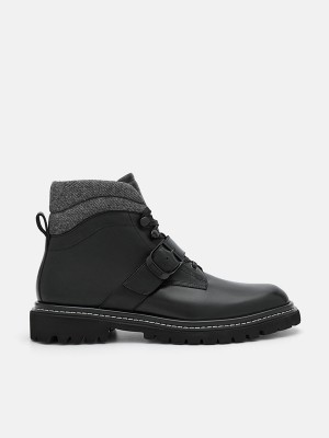 Black Men's Pedro Helix Leather Boots | JGLIPT-485