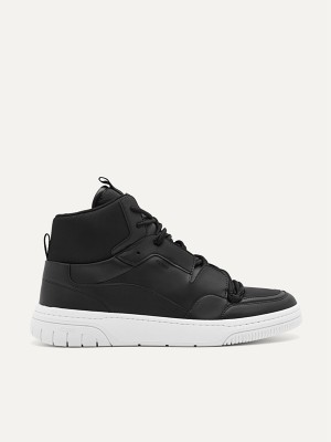 Black Men's Pedro High Top Court Sneakers | YRZQEO-073