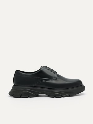 Black Men's Pedro Hybrix Leather Derby Shoes | DTRLGI-104