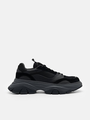 Black Men's Pedro Hybrix Suede Sneakers | UOFGTE-537