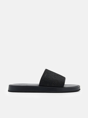 Black Men's Pedro Icon Jacquard Slides | GJRVLS-160