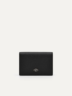 Black Men's Pedro Icon Leather Card Holder | HCOMNV-730