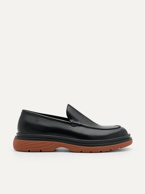 Black Men's Pedro Icon Leather Loafers | NUEMOI-309