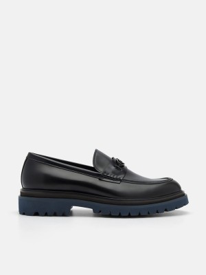 Black Men's Pedro Icon Leather Loafers | TSUFBJ-218