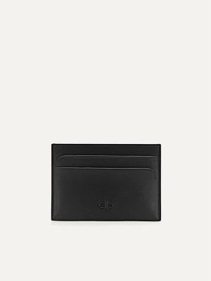 Black Men's Pedro Icon Mini Leather Card Holder | OZCMXB-047