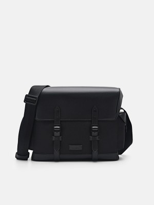 Black Men's Pedro Jones Nylon Messenger Bags | ELPIMJ-956