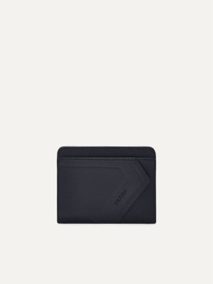 Black Men's Pedro Leather Card Holder | EPTFOD-203