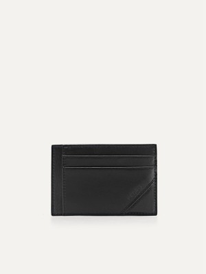 Black Men's Pedro Leather Card Holder | MRVBPW-409