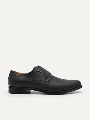 Black Men's Pedro Leather Derby Shoes | FBEWYV-862