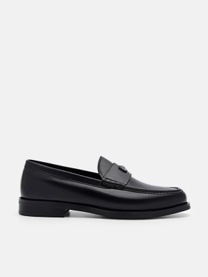 Black Men's Pedro Leather Loafers | KNFOHS-523