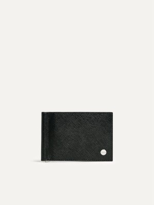 Black Men's Pedro Leather Money Clip Cardholder Bifold Wallet | ELICTV-683