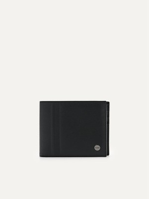 Black Men's Pedro Leather with Insert Bifold Wallet | UFVTYJ-780