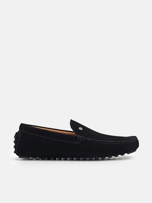 Black Men's Pedro Nubuck Moccasins | YATOIV-694