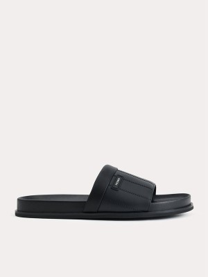 Black Men's Pedro Padded Slides | NWVIGU-431