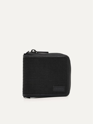 Black Men's Pedro Raffia Wallet | EXJFQS-382