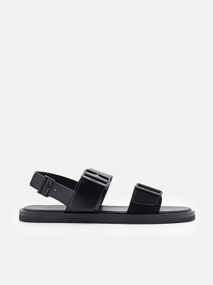 Black Men's Pedro Ripley Backstrap Strap Sandals | VHYLME-720