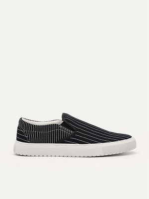 Black Men's Pedro Slip On Sneakers | BUMFZJ-475