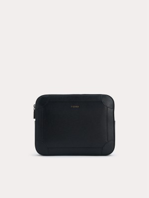 Black Men's Pedro Textured Leather with Wristlet Clutch Bag | YFCHVQ-946