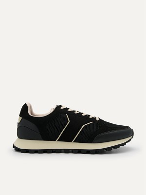 Black Men's Pedro Track Low Top Sneakers | VPDMNX-961