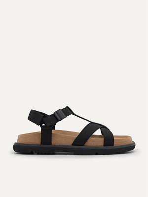 Black Men's Pedro reCanvas Band Sandals | XEIKYD-128