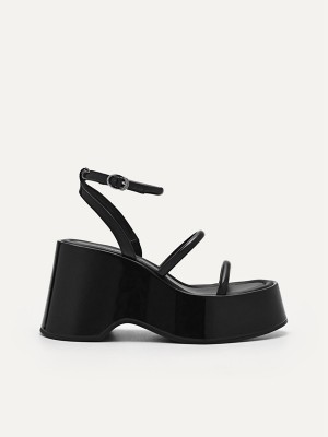 Black Women's Pedro Aryna Platform Sandals | SMEGUL-478