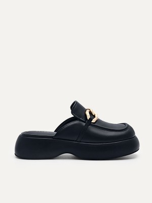 Black Women's Pedro Beth Wedge Mules | TKXAUJ-041