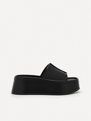 Black Women's Pedro Carmen Platform Sandals | UQRAOW-542