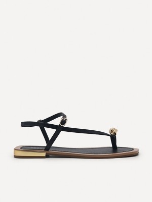 Black Women's Pedro Carolyn Strappy Sandals | SLUMTZ-324