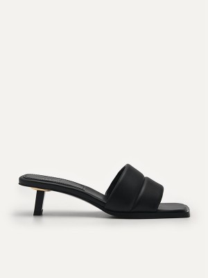 Black Women's Pedro Heel Slip-On Heels Sandals | HKCMSJ-503